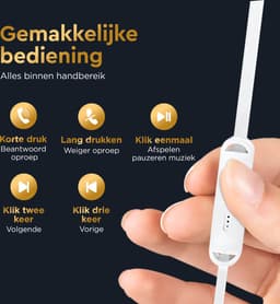 Golden Sound Bedrade oordopjes - Siliconen eartips - Oordopjes met draad en microfoon USB-C aansluiting - Wit — thumbnail 3