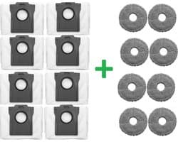 8 x mop - dweildoek + 8 x stofzuigerzak zak voor Dreame X50 - X40 - X30 - Hoogwaardige vervanging compatibel met Dreame L10s pro Ultra - L10s Pro Ultra Heat - X40 Ultra E12 - L40 Ultra - L10s Ultra Gen2 - Accessoires - reserveonderdelen