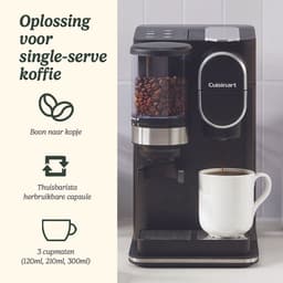 Cuisinart - Single Serve Koffiezetapparaat - Filterkoffie - Ingebouwde RVS koffiemolen - 3 kopgroottes - Herbruikbare filterpod - Zwart — thumbnail 5