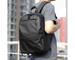 Without Lemon - Unisex Laptop Rugzak - School - Werk - Reizen - Business - Studenten - Waterproof - Backpack - PU Leer - Zwart