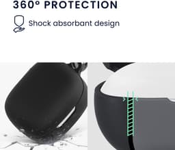 kwmobile cover voor oordopjes case - geschikt voor JBL Live Pro 2 TWS - Trendy beschermhoes draadloze oordopjes in zwart — thumbnail 5