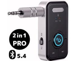 Techard 2 in 1 Bluetooth Transmitter en Receiver Auto BT 5.4 - 3.5MM AUX Bluetooth Ontvanger Handsfree Bellen Bluetooth Audio Receiver - 2026 Model