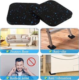 4 stuks 9 x 9 x 1 cm wasmachine-onderleggers, rubberen pads, anti-trillingsdemper voor droger, meubels en kasten, luidspreker-rubberen mat, premium sluitringen, mat, 1 cm dik — thumbnail 3
