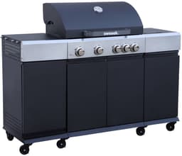 sweeek - Gasbarbecue 4 branders + 1 zijbranders maxim, staal, ingebouwde thermometer, vetopvangsysteem, verwarmingsrooster, l 145,5 x b 61,5 x h 143,5 cm — thumbnail 1