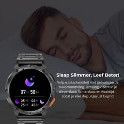 Royal Empire AK59 Smartwatch - Smartwatch Heren - AMOLED Scherm - Stappenteller - Bloeddrukmeter - Hartslagmeter - Slaapmonitor - Multisport - RVS & TPU bandje - 45mm - Geschikt voor alle Smartphones - Zwart — thumbnail 4