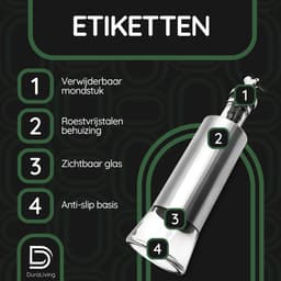 Duraliving® Olijfolie fles met schenktuit Premium - Oliefles met Schenktuit - Olie fles Glas - BBQ Accesoires - Airfryer - Olie Sprayer - Set van 2 — thumbnail 7