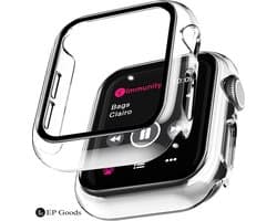 EP Goods - Full Cover/Hoesje - Screen Protector - Geschikt voor Apple Watch Series 7, 8 en 9 41mm - Hardcase - Protection - Transparant