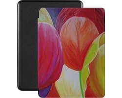 Lunso - Geschikt voor Kobo Glo / Glo HD / Touch 2.0 hoes (6 inch) - Vegan Saffiano Leren sleep cover - Tulpen