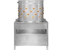 KuKoo Gevogelte Plukmachine - 60cm - Kip, Kalkoen en Eend - Roestvrij Staal - 132 Rubberen Vingers - Waterpijp - Zilver