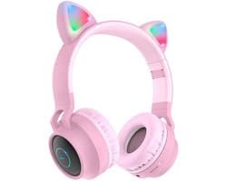 Hoco Draadloze Kinder Koptelefoon Kattenoren Roze