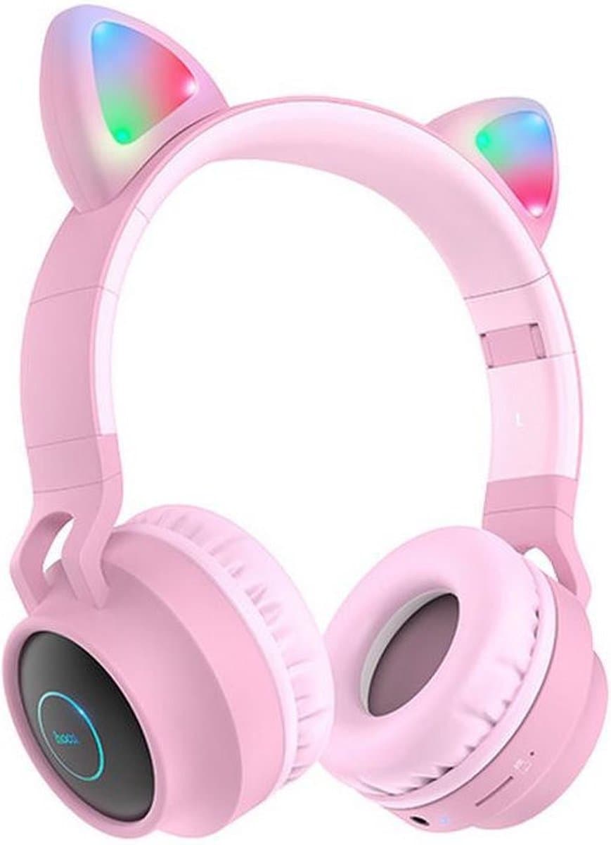 Hoco Draadloze Kinder Koptelefoon Kattenoren Roze — afbeelding 1