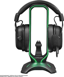 LC-POWER® LC-HUB-HEAD-BUNGEE - Hoofdtelefoonhouder - Kunststof - Silicone - 439g - Zwart — thumbnail 1