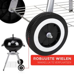 BBQ - Houtskoolbarbecue - Kogelbarbecue 45 x 70 centimeter - Ronde Barbecue - Barbecue op Wielen - Zwart - Metaal — thumbnail 5