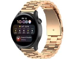 By Qubix - Geschikt voor Garmin bandje - Geschikt voor Garmin Venu 2 / Garmin Venu 3 - Stalen schakelband - Champagne goud - Smartwatch bandje 22mm