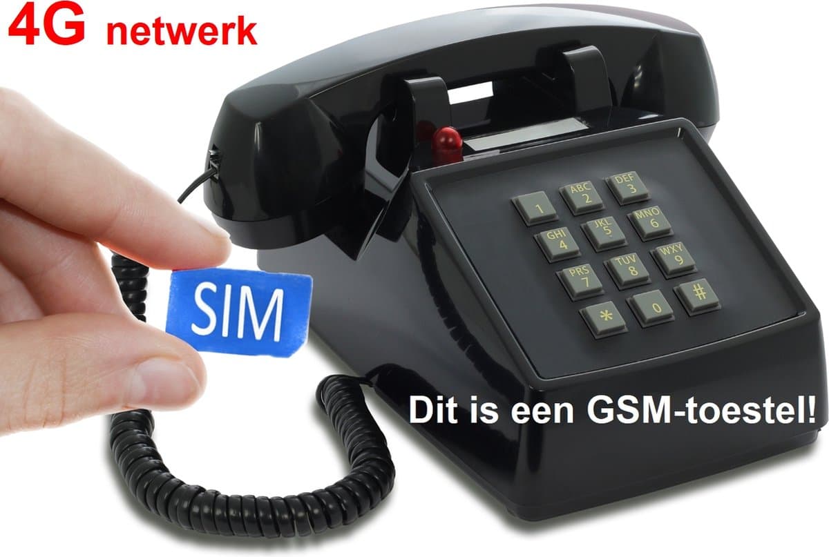 OPIS Push-Me-Fon 4G MOBILE - Retro telefoon voor het 4G mobiele netwerk (SIM-kaart) - zwart — afbeelding 1