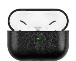 Airpods Pro hoesje luxe leer look - Zwart lederen beschermcase