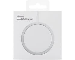 AB Goods Draadloze Oplader - Geschikt voor MagSafe - Snellader 15W - USB C Oplader Kabel - Wireless Fast Charger - Wit