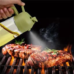 Olieverstuiver voor de keuken - Kook Olie Dispenser - 2-in-1 olijfolie dispenser fles voor de keuken - Glazen oliefles voor thuis - Oliever nevelaar van voeding skwaliteit voor airfryer, salade, frituren, grillen - Groen - 470 ml — thumbnail 3