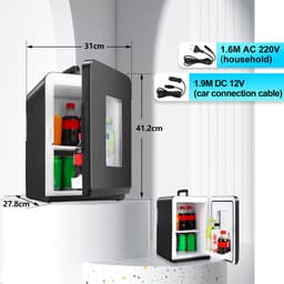 Mobiele Mini koelkast - 15 Liter - Koelen & Verwarmingsfunctie - AC DC 220-240V/12V Auto Aansluiting - 2 in 1 Draagbaar - Zwarte Glazen Deur - Mini Beauty Fridge - Skincare, Medicijnen, Eten, Drinken — thumbnail 2