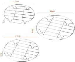 3x Ovenrooster - 23/25/28 CM - RVS Stoomrek - Oven Rek - Magnetron Rek - Ovenrooster - Ovenrek - Kookspullen - Stoommand - Steamer Basket - Magnetron Rooster Rond - voor Bakken, Koken, Braden - Kookgereedschap voor Air Fryer — thumbnail 6