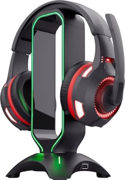 Headsetstandaard met LED-verlichting - Universeel ontwerp - Zwart — thumbnail 1