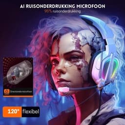 StayPowered RGB Gaming Headset - Ultiem Geluid voor Top Gamers - Ergonomisch Ontwerp - Ruisonderdrukkende Microfoon - Brede Compatibiliteit - Gemakkelijke Bediening - RGB Verlichting - Wit/Zwart - Levering Sneller dan Aangegeven! — thumbnail 5