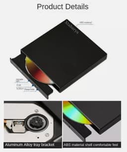 CD-ROM Speler Externe Dvd Usb 2.0 DVD-ROM Drivecd Rw Optische Drive Recorder Draagbare Voor Macbook Laptop Computer Pc Windows 7/8 zwart — thumbnail 5