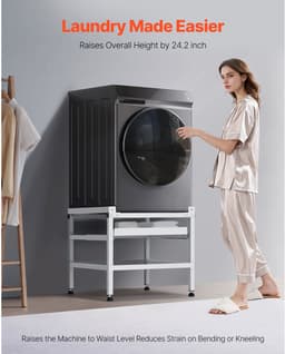Wasmachine standaard, 48,5 x 25 inch, 590 lbs draagvermogen, dubbele kommen, verstelbare voeten, koolstofstaal voor wasmachine en droger — thumbnail 3