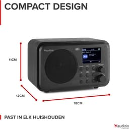 DAB radio met Bluetooth - Audizio Milan - DAB radio retro met accu en FM radio - Zwart — thumbnail 4