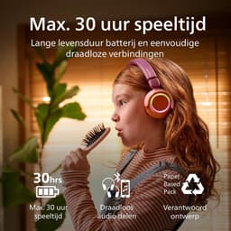 PHILIPS TAK4200MP 4200-serie On Ear draadloze opvouwbare hoofdtelefoon voor kinderen - 45 uur afspeeltijd, beperkt volume, Audio delen, laadkabel meegeleverd - Ambiant verlichting - Magenta Paars — thumbnail 13