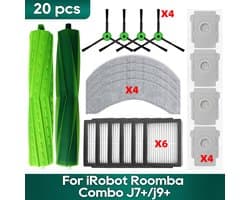 BukkitBow - 20-delige Accessoireset Geschikt voor iRobot Roomba Combo J7+ J9+ 10 Max - Met Filters, Borstels, Stofzakken & Dweilpads - Set Vervangingsonderdelen