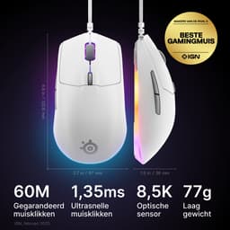 SteelSeries Rival 3 Gen 2 - Bedrade Gaming Muis - 3-zone RGB - Wit — thumbnail 3