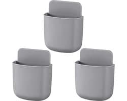 Afstandsbediening Houder - 3 stuks - Remote Controll Holder - Telefoon wandhouder - Zelfklevende opbergdoos - Afstandsbediening Houder - Houder voor Afstandsbediening voor aan de Muur - Grijs