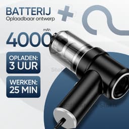 Stofix® Auto Stofzuiger Draadloos - Nat & Droog - Kruimelzuiger - Kruimeldief - Handstofzuiger - Kleine Stofzuiger - Draadloze stofzuiger - Air Duster - Zwart Met Blaasfunctie & 5 Opzetstukken — thumbnail 4