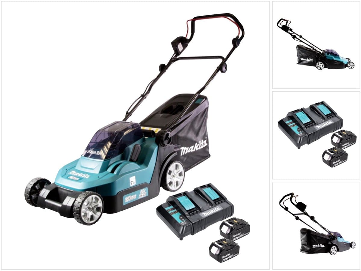 Makita grasmaaier - DLM382CM2 - 2x18 V - 38 cm - incl. 4,0 Ah accu (2 st) en duolader — afbeelding 1