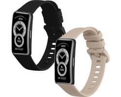 kwmobile 2x horlogebandjes geschikt voor Huawei Band 10 / 9 / 8 bandje - Smartwatch bandjes van TPU - Activity tracker horloge band in zwart / beige