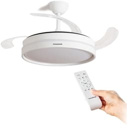 Plafondventilator met licht InnovaGoods, stil, intrekbare bladen, 6 snelheden, 3 modi, afstandsbediening — thumbnail 1