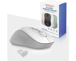 Draadloze Muis met Stille Klik - Bluetooth & 2.4G Draadloos - Tweehandig - Voor Tablet, Laptop en Computer - Wit