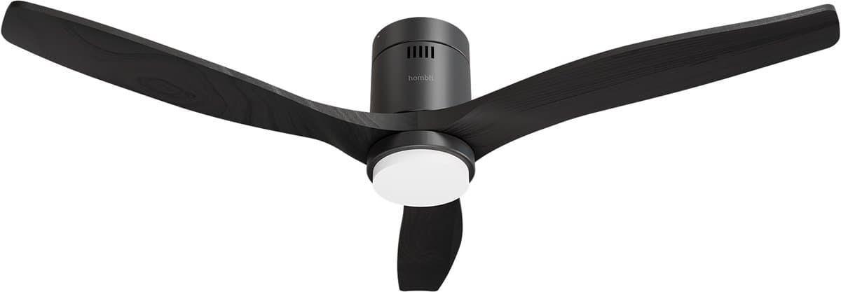 Hombli Slimme Plafondventilator met verlichting - Ø132 cm - Incl. Afstandsbediening - Zwart & Zwart Hout — afbeelding 1