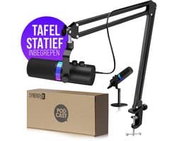 SynergyX SonicFlex Pro ll Microfoon - USB Gaming Microfoon Met Arm XC7 - PC-Gaming - Geschikt voor PC/PS4/PS5 - RGB - Podcast - Gaming - Streaming - Zwart