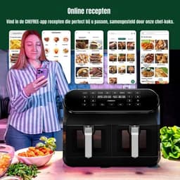 Luxe Dubbele Airfryer – Heteluchtfriteuse – Duo Airfryer – 10 Programma's – 2 Onafhankelijke Kookzones – XXL Design – 2400W – LED Display – Zwart — thumbnail 8