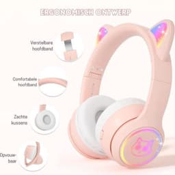 StayPowered Kinder Bluetooth Hoofdtelefoon - Perfect voor School & Reis - Veilig Volumeniveau - Heldere Geluidskwaliteit - met LED - Draadloos & Bekabeld - Versterkt Materiaal - Lange Batterijduur - Roze - Levering Sneller dan Aangegeven! — thumbnail 5