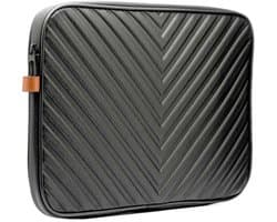 Laptophoes, Laptoptas Leer, Laptoptas 14 inch, Pu Leren Laptoptas, Laptophoes 14 inch, Laptoptas Dames, Schokbestendig Laptop Hoes, Laptoptas Heren, Waterafstotend Laptop Case, Laptoptas Geschikt Voor Macbook, Laptop Cover, ZWART, ZIGZAGPATROON