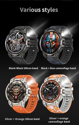 Knobbout 1.85 inch HD Sport Smartwatch - 760mAh Battery -Voorzien van GPS, AI-assistent & Bluetooth-bellen -Alles-in-één: Gezondheid, sport, communicatie & lifestyle-Stijlvol, slim en volledig aanpasbaar aan jouw leven-Zwart staal+ rubber horlogeband — thumbnail 13