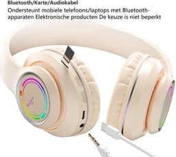 KINSI Draadloze Bluetooth-headset, over-ear gaming-hoofdtelefoon met achtergrondverlichting, Bedrade headset, RGB-ruisonderdrukking — thumbnail 3
