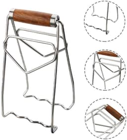 Gripper Bowl - Roestvrijstalen komklemmen - Plate Holder - Houten handvat - Opvouwbaar - Roestvrij staal - Hittebestendig - Geschikt voor het verwijderen van voedsel uit ovens, airfryers, magnetrons en stoompannen - Zilver — thumbnail 1