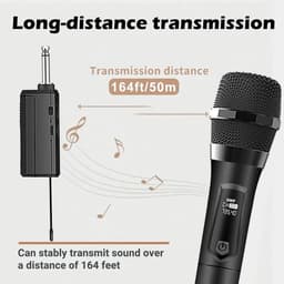 Draadloze Microfoon - Oplaadbare Draadloze Microfoonset - met Plug-in Ontvanger - Karaoke - Muziek - Studio - Handheld Microfoon voor Zang - met 2 Microfoons — thumbnail 3