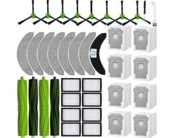 PolkaHome® 38-delige vervangingsset geschikt voor iRobot Roomba Combo J7+/J9+/10 Max – 4 hoofdborstels, 8 zijborstels, 8 HEPA-filters, 8 stofzuigerzakken, 8 dweilpads, 1 schroevendraaier, 1 2-in-1 borstel, accessoires & onderdelen. Compleet Pakket