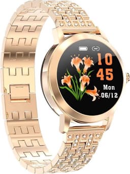 Darenci LustreFit - Luxe Smartwatch - Activity Tracker voor Dames en Heren - Stappenteller - Bloeddrukmeter - Zuurstofmeter - Luxe Stalen Band met Steentjes - Touchscreen - Spatwaterdicht - Roségoud — thumbnail 2