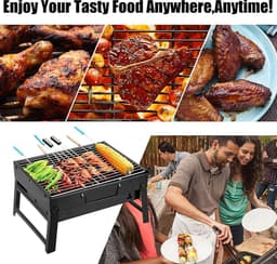 SMH LINE® Opvouwbaar Houtskoolbarbecue - Draagbaar Barbeque - Camping Grill - 43x29x22 (LxBxH) - Tafelbarbecues — thumbnail 3